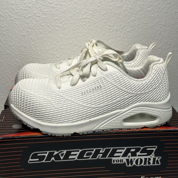 Skechers Womens Uno Sr Jhansi white Safety Toe Work composite Safety Shoes - Picture 5 of 11
